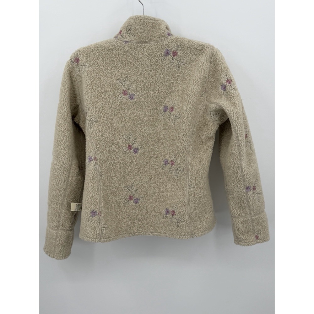 L.L. BEAN Sherpa-Lined Fleece Zip Up Jacket Mock Neck Lite Olive Green Small - Picture 8 of 8